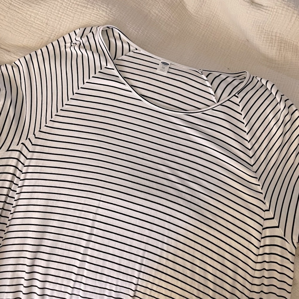 Black and white striped Tshirt swing dress